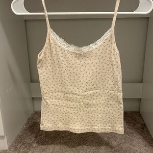 Brandy Melville Cream Floral Lace Cami